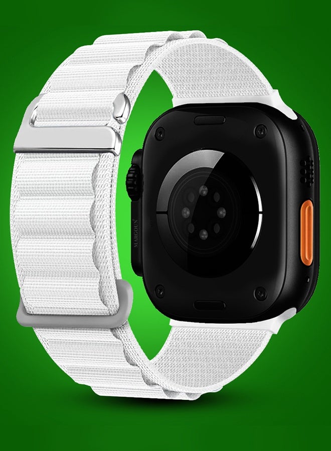 Replacement Band for Apple Watch Band 49mm 46mm 45mm 44mm - Alpine Loop Band for Women Men - Adjustable With Metal G-Hook - White - Image 2